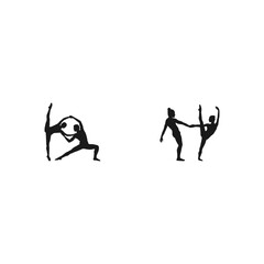 Beautiful set couples dancing ballet.Couple ballet dancers.Silhouette illustration of a couple dancing ballet.Vector illustration set. dance school, fitness, isolated on white background.