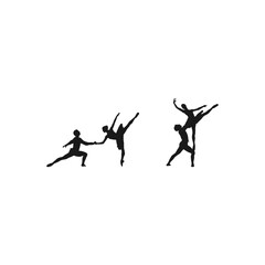 Fototapeta na wymiar Beautiful set couples dancing ballet.Silhouette illustration of a couple dancing.Silhouette illustration of a couple dancing ballet.dance school, fitness, isolated on white background.