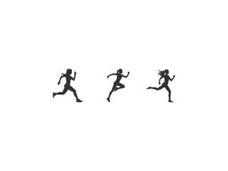 silhouette of female sprinter.Running woman or female fitness runner flat vector icon for exercise apps and websites.Running woman,vector set of isolated silhouettes.isolated on white background.