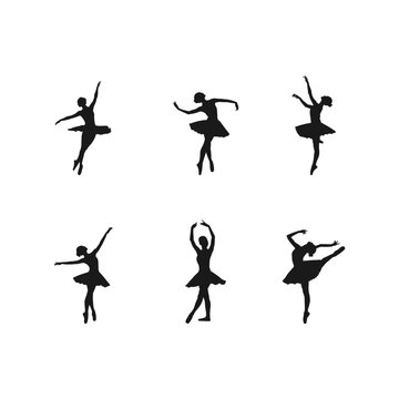 Ballerina silhouette ballet dance poses.Set of silhouettes of ballerinas in dances, movements, positions.set of silhouettes dancing in various poses and positions.isolated on white background.