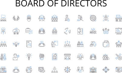 Board of Directors line icons collection. Genesis, Formation, Origin, Beginning, Authorship, Initiation, Conception vector and linear illustration. Inception,Innovation,Procreation outline signs set