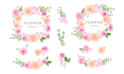 かわいいパステルピンクのお花のフレームリースセット