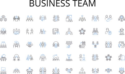 Business team line icons collection. Innovation, Progress, Advancement, Technology, Digitalization, Automation, Artificial intelligence vector and linear illustration. Robotics,IoT,Smart home outline