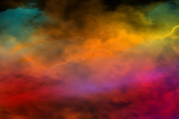 Colorful smoke Isolated black background. Smoke steam moves on a black background. Fog texture.