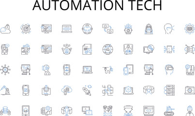 Automation tech line icons collection. Teamwork, Collaboration, Communication, Diversity, Culture, Motivation, Engagement vector and linear illustration. Empowerment,Innovation,Trust outline signs set