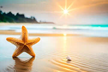 Obraz na płótnie Canvas starfish on the beach, AI generated
