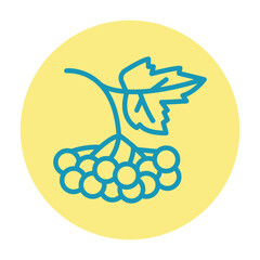 Berry guelder rose line color icon. Isolated vector element.