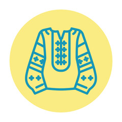 Embroidered shirt line color icon. Isolated vector element.