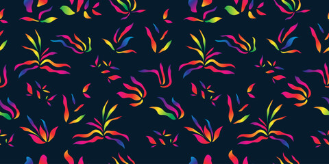 Seamless Floral Pattern with Colorful Gradient Style. Flower Motif. Suitable for Wallpaper, Wrapping Paper, Background, Fabric, Textile, Apparel, and Card Design