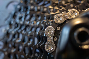 close up of new bike chain