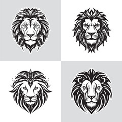 Lion Head Logo Set. Premium Vector Design Illustration.