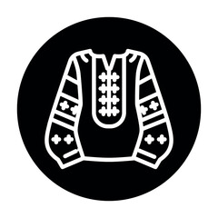 Ukrainian folk art knitted embroidery line color icon. Isolated vector element.