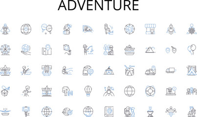 Adventure line icons collection. Joyful, Merry, Festive, Cheerful, Jolly, Glitter, Tinsel vector and linear illustration. Gift-giving,Bright,Sparkling outline signs set