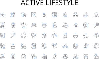 Active lifestyle line icons collection. Telecommuting, Digital, Remote, Freelance, Contract, Virtual, Autonomous vector and linear illustration. Online,Flexible,App-based outline signs set
