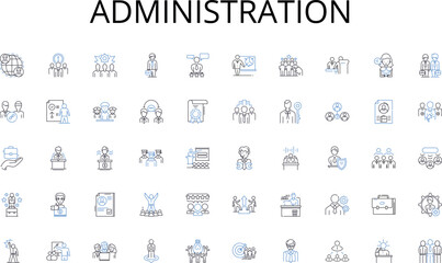 Administration line icons collection. E-commerce, Marketplace, Buyer, Seller, Payment, Conversion, Sales vector and linear illustration. Revenue,Online,Advertising outline signs set