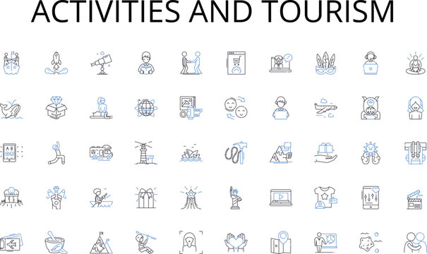 Activities and tourism line icons collection. Design, Engineering, Blueprint, Detailing, Construction, Layout, Plan vector and linear illustration. Model,Fabrication,Architecture outline signs set