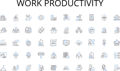 Work productivity line icons collection. Exchange, Swap, Barter, Commerce, Market, Transaction, Commerce vector and linear illustration. Buy,Sell,Import outline signs set