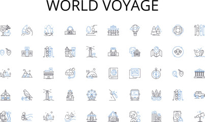 World voyage line icons collection. Queries , Answers , Interrogation , Clarifications , Feedback , Enquiry , Response vector and linear illustration. Investigation ,Explanation ,Feedback outline