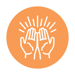 Gesture hands faith in god line color icon. Isolated vector element.
