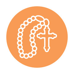 Rosary with a cross line color icon. Isolated vector element.