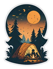 Solo Camping Silhouette Sticker