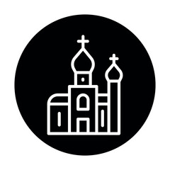 Church building line color icon. Isolated vector element.
