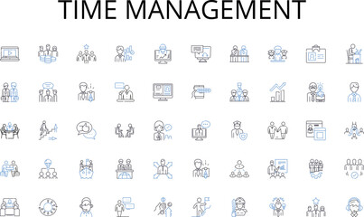 Time management line icons collection. Coaching, Training, Mentoring, Leadership, Learning, Performance, Potential vector and linear illustration. Growth,Succession,Management outline signs set