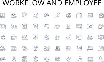 Workflow and employee line icons collection. Insights, Trends, Patterns, Findings, Conclusions, Results, Assessments vector and linear illustration. Evaluations,Observations,Metrics outline signs set