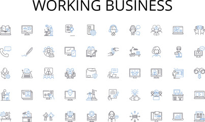 Working business line icons collection. Jobseeker, Resume, Applications, Nerking, Interviewing, Prospecting, LinkedIn vector and linear illustration. Job boards,Cover letter,Referrals outline signs