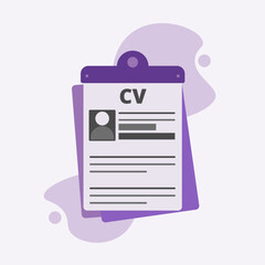 Online CV. HR concept, searching job in internet. Creative vector illustration