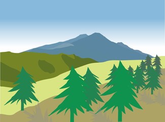 Fototapeta premium landscape illustration design from mount prau