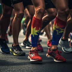 a Group of Men Marathon Road Race, AI Generative