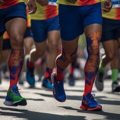 a Group of Men Marathon Road Race, AI Generative