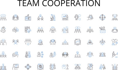Team cooperation line icons collection. Mentorship, Education, Development, Classes, Workshop, Seminar, Certification vector and linear illustration. Professionalism,Learning,Facility outline signs
