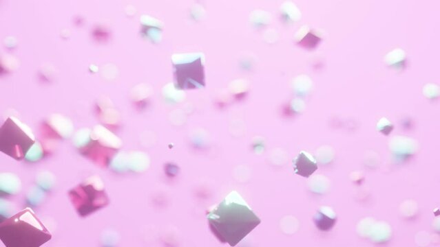 Colorful shiny gemstones flying around surrounded by backgroud, 4k animated sequence
