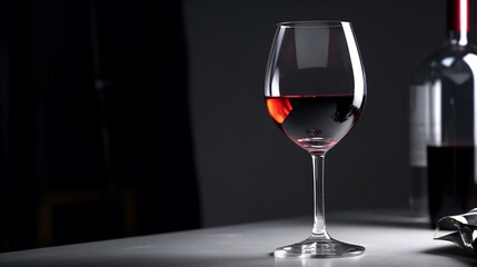 red wine in wine glass black background