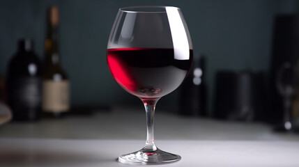 red wine in wine glass grey background