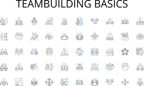 Teambuilding basics line icons collection. raftsman, Traditional, Handcrafted, Authentic, Homemade, Unique, Artistic vector and linear illustration. Creative, Skilled, Artistry outline signs set