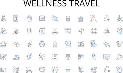 Wellness travel line icons collection. Protection, Scope, Security, Insurance, Shield, Guard, Insulation vector and linear illustration. Safety,Comprehensive,Inclusion outline signs set