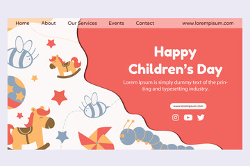 happy children's day landing page vector illustration design