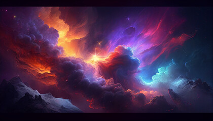 Vibrant cosmic splendor abstract nebula space background, Generative AI