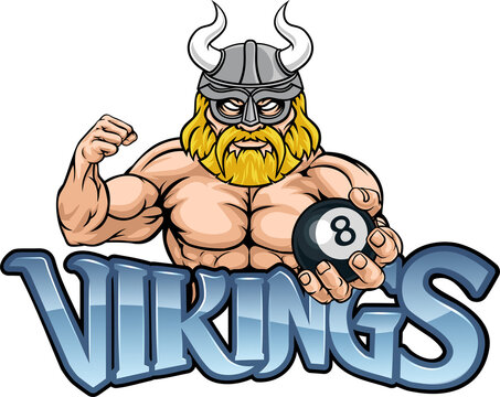 recommend clip art: Viking Pool 8 Ball Billiards Mascot Cartoon