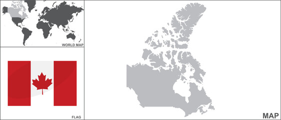 Fototapeta premium Canada map and flag. vector