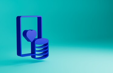 Blue Casino chip and playing cards icon isolated on blue background. Casino poker. Minimalism concept. 3D render illustration