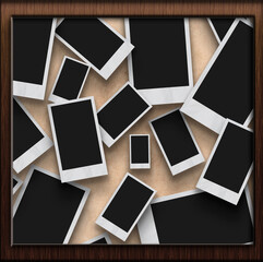 polaroid frames. Retro frames placed separately on the background with retro table texture
