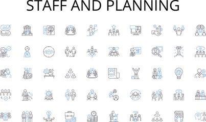Staff and planning line icons collection. Leadership, Visionary, Decision-making, Authority, Corporate, Managerial, Strategic vector and linear illustration. Direction,Accountability,Entrepreneur