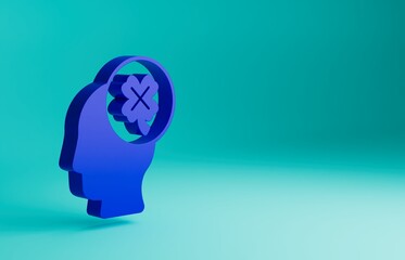 Blue Casino slot machine with clover symbol icon isolated on blue background. Gambling games. Minimalism concept. 3D render illustration