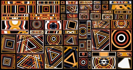 abstract art geometric figures. Stylish modern wall art for wall decoration, wallpaper, murals, carpets, hanging pictures, Overlapping and Divided Shapes