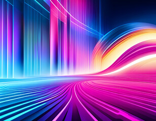 Abstract background with a retrofuturistic theme and neon colors , ai generative