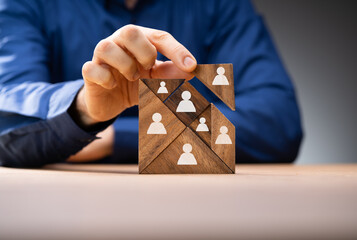 HR Recruitment Hand Making Tangram Puzzle